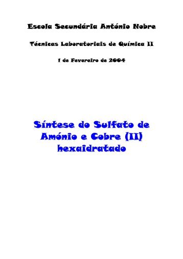 Síntese do Sulfato de Amónio e Cobre (II) hexaidratado