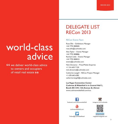 CUSHMAN & WAKEFIELD DELEGATE LIST RECoN 2013