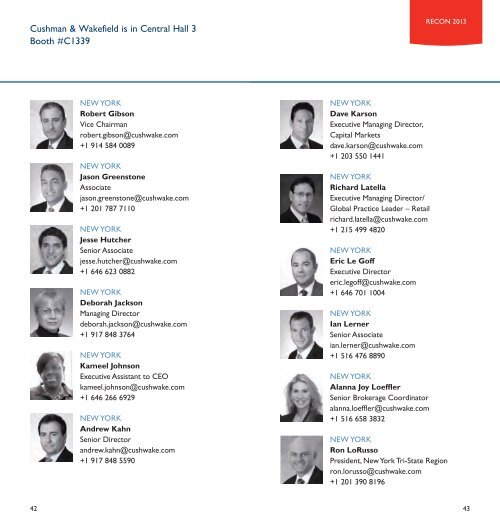 CUSHMAN & WAKEFIELD DELEGATE LIST RECoN 2013