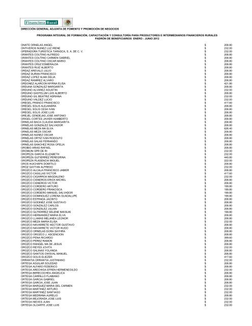 DIRECCIÓN GENERAL ADJUNTA DE FOMENTO ... - Financiera Rural