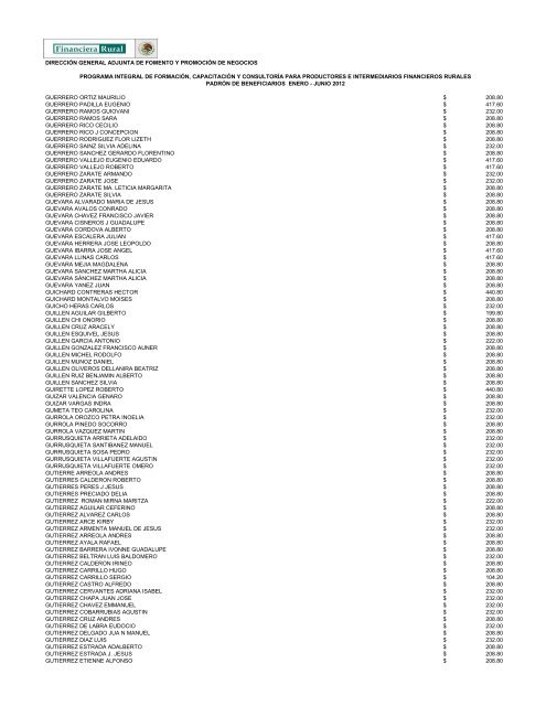 DIRECCIÓN GENERAL ADJUNTA DE FOMENTO ... - Financiera Rural