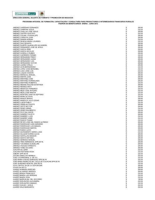 DIRECCIÓN GENERAL ADJUNTA DE FOMENTO ... - Financiera Rural