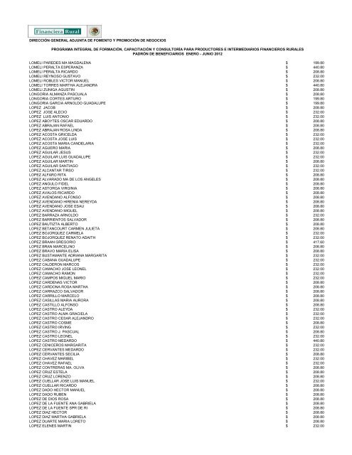 DIRECCIÓN GENERAL ADJUNTA DE FOMENTO ... - Financiera Rural