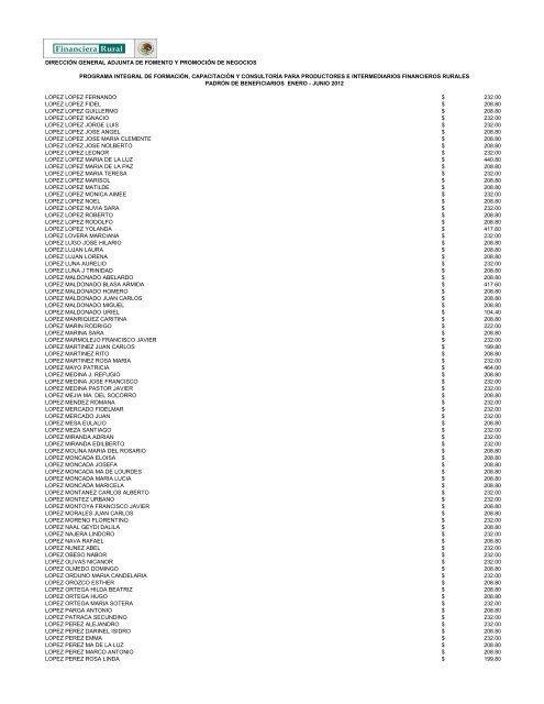 DIRECCIÓN GENERAL ADJUNTA DE FOMENTO ... - Financiera Rural