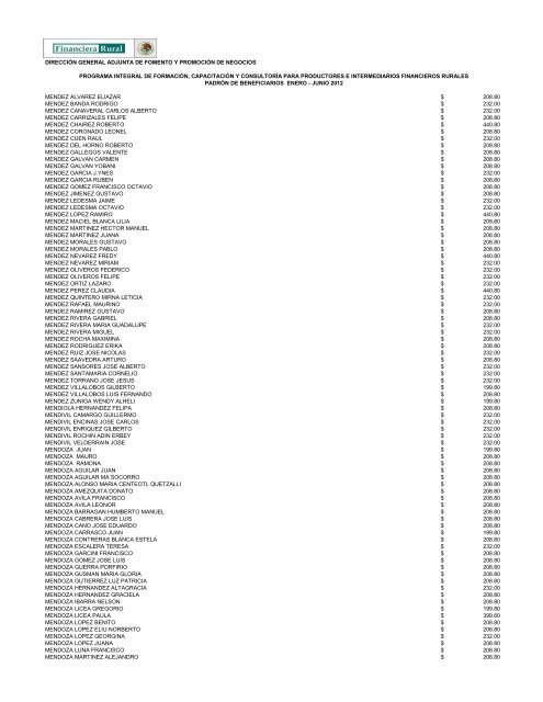 DIRECCIÓN GENERAL ADJUNTA DE FOMENTO ... - Financiera Rural