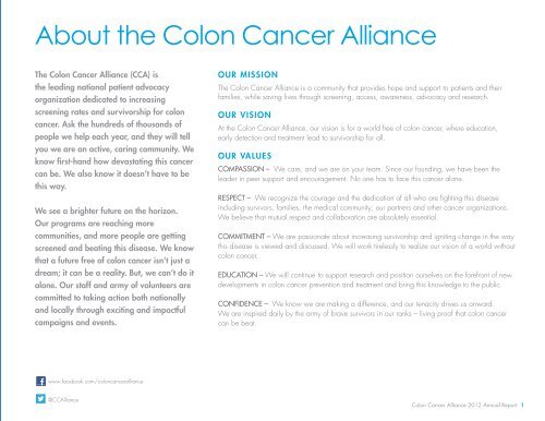 read the full 2012 Annual Report - Colon Cancer Alliance
