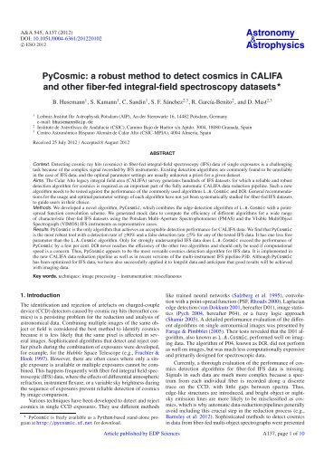 PyCosmic: a robust method to detect cosmics in CALIFA and other ...