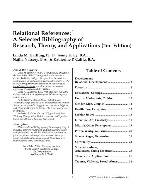 Relational References: A Selected Bibliography of Research ...