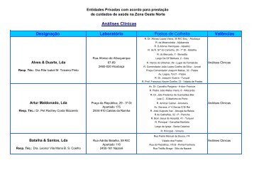 Designação Laboratório Valências Análises Clínicas Postos de ...