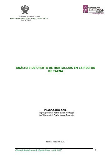 ANLISIS DE OFERTA - Dirección Regional Sectorial Agraria Tacna