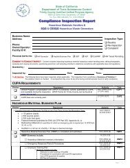 Trinity County - Compliance Inspection Report SQG CESQG