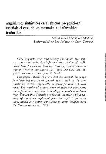 Anglicismos sintácticos en el sistema preposicional español: el caso ...