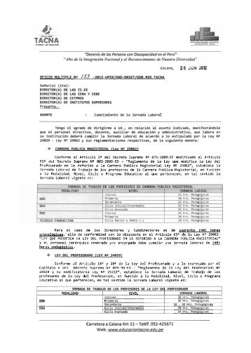 oficio múltiple nº 153-2012-uper/oad-drset/gob.reg.tacna - Dirección ...