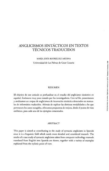 Anglicismos sintácticos en textos técnicos traducidos - Acceda ...