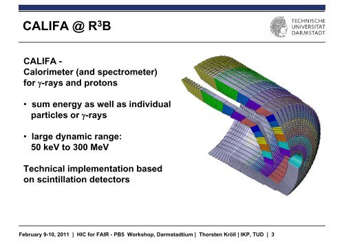 The calorimeter CALIFA for R3B at FAIR - GSI WWW-WIN