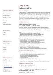 Call Centre Advisor Cv Template Dayjob