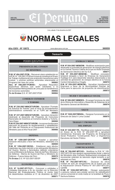 NORMAS LEGALES - Ministerio de Comercio Exterior y Turismo