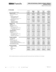 Tabla de Comisiones - BBVA Banco Francés