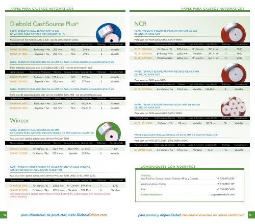 articulos para cajeros automaticos y sucursales ... - DieboldDirect