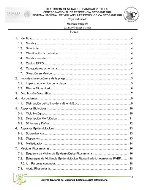 FICHA TÉCNICA ROYA DEL CAFETO Hemileia vastatrix Berkeley ...