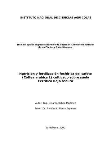 Nutrición y fertilización fosfórica del cafeto - Instituto Nacional de ...