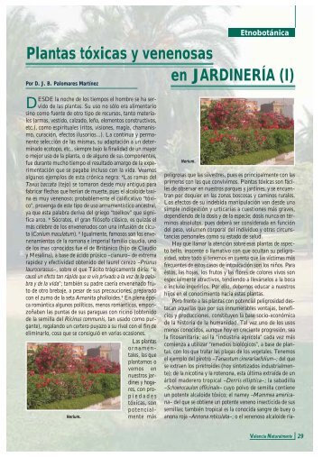 Etnobotánica Plantas tóxicas y venenosas en JARDINERÍA