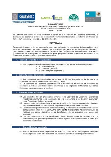 Convocatoria al Programa - Gobierno del Estado de Baja California