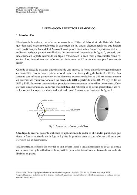 Antenas con reflector parabólico - Universidad de Cantabria