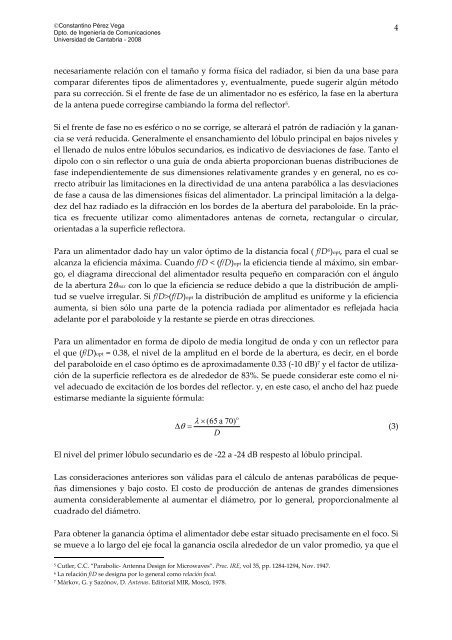 Antenas con reflector parabólico - Universidad de Cantabria