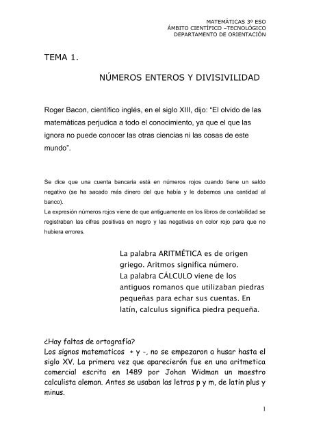 tema 1. números enteros y divisivilidad - ÁMBITO CIENTÍFICO ...