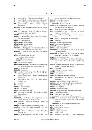 Maisin English dictionary