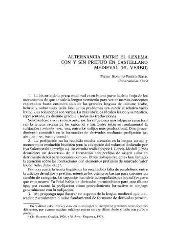 Alternancia entre el lexema con y sin prefijo en castellano (el verbo)