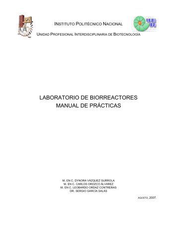 Laboratorio de Biorreactores. Manual de Prácticas - biblioteca upibi ...