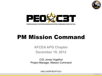 PM Mission Command - AFCEA Aberdeen Chapter