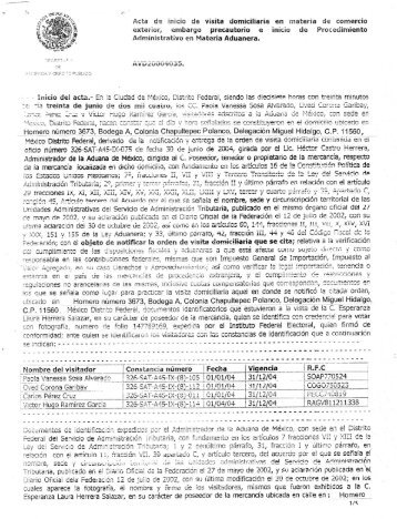 Acta de inicio de visita domiciliaria en materia de comercio - IDConline