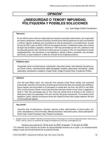 oPINIÓN* ¿INSEGURIDAD o TEMoR? IMPUNIDAD ... - SciELO