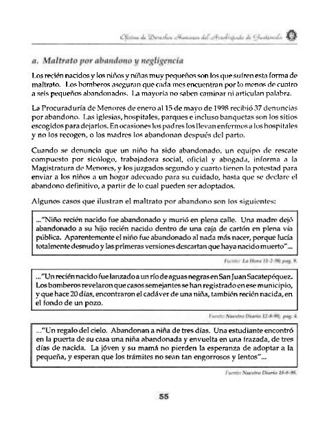 Informe 1998 Situación de la Niñez en Guatemala - odhag