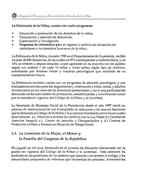 Informe 1998 Situación de la Niñez en Guatemala - odhag