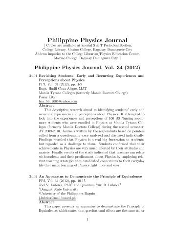 to download a copy in PDF format - Philippine Physics Society