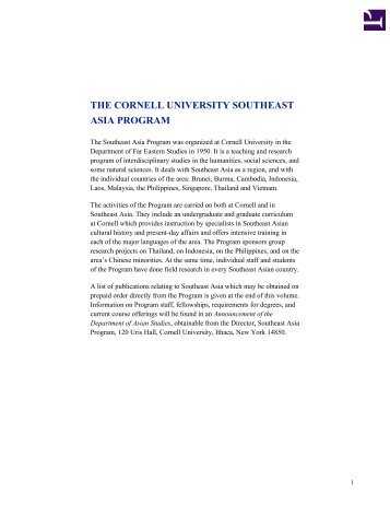 the cornell university southeast asia program - Project Gutenberg of ...