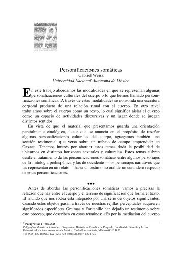 Personificaciones somáticas - UNAM