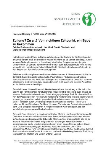 Vom richtigen Zeitpunkt, ein Baby zu bekommen - Klinik Sankt ...