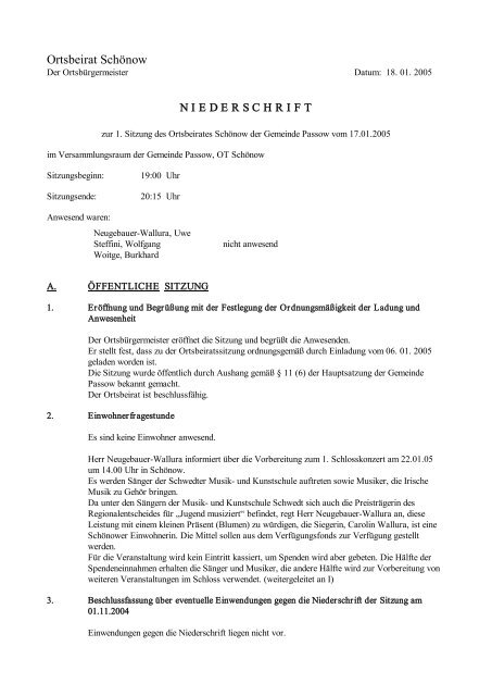 Niederschrift vom 17.01.2005 - Amt Oder-Welse