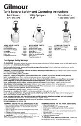 Tank Sprayer Safety and Operating Instructions - Gilmour