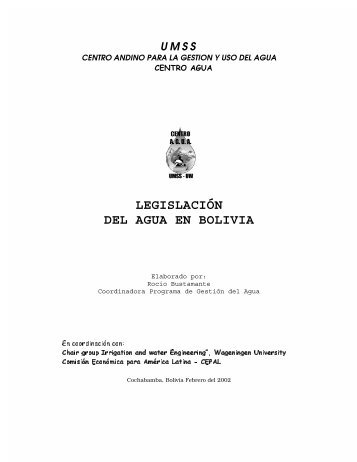 LEGISLACIÓN DEL AGUA EN BOLIVIA - Cepal