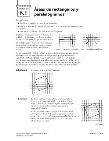 Áreas de rectángulos y paralelogramos