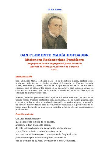 SAN CLEMENTE MARÍA HOFBAUER - Misioneros Redentoristas