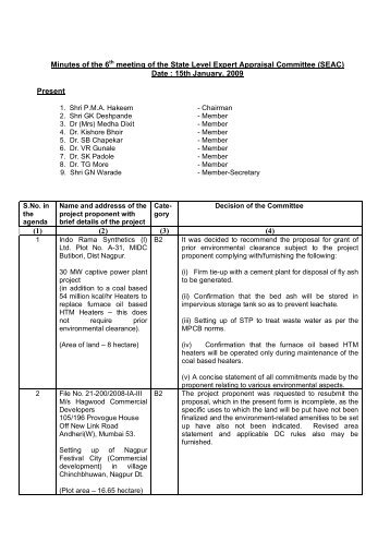 Minutes of the 6th meeting of the State Level Expert Appraisal ...