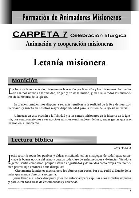 Letanía misionera - Obras Misionales Pontificias