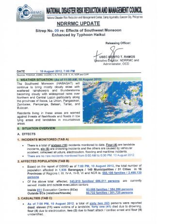 NDRRMC Update Sit Rep 09 Effects of Southwest ... - NDRRMC Email